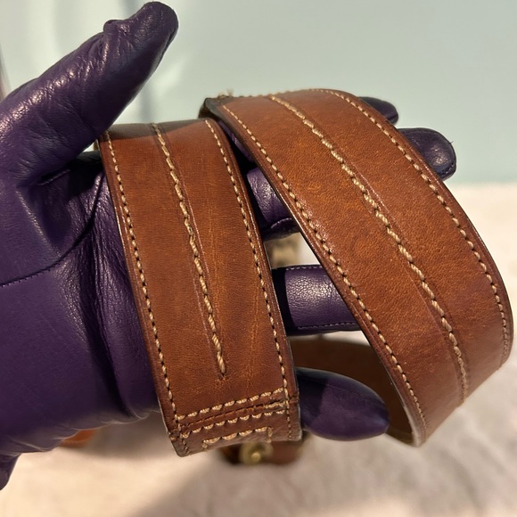 Coach Brown Monogram Crossbody Bag with Gold Buckle - Picture 5 of 9